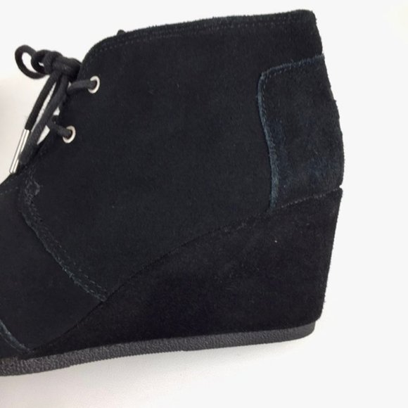 Toms Desert Wedge Black Suede Lace Up Ankle Boots 8.5 - Picture 12 of 16